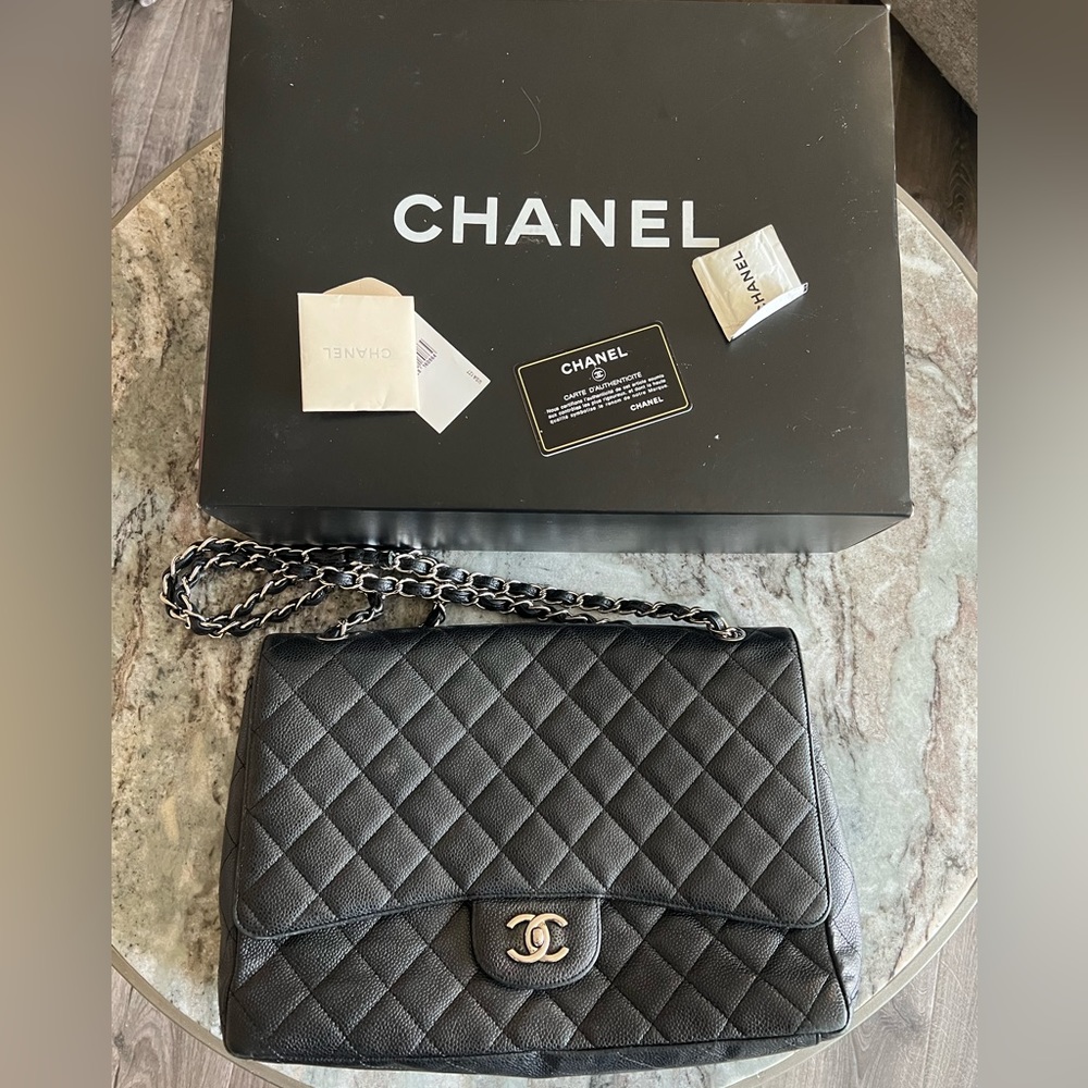 Chanel Jumbo Double Classic Black Flap Caviar Silver Hardware 🖤 Authentic
